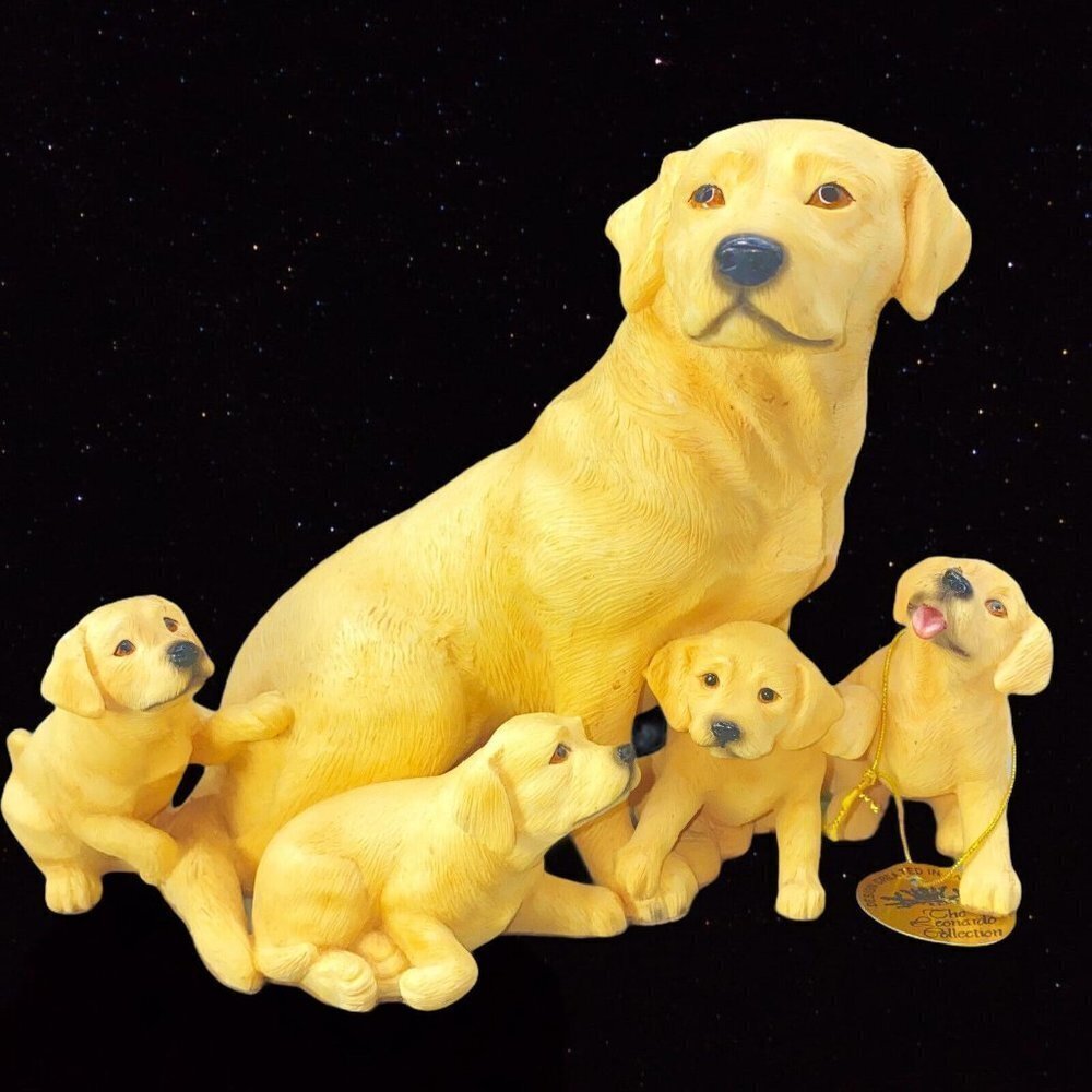 The Leonardo Collection Yellow Labrador Retriever Mother Puppies Statue 6”T 8”W